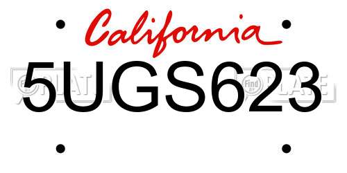 5UGS623 California License Plate