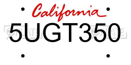 5UGT350 California License Plate