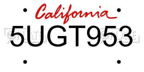 5UGT953 California License Plate
