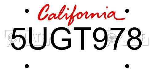 5UGT978 California License Plate