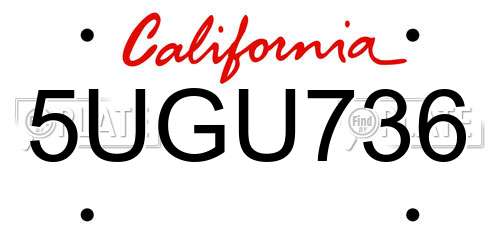 5UGU736 California License Plate