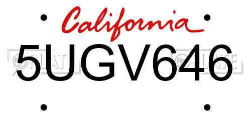 5UGV646 California License Plate