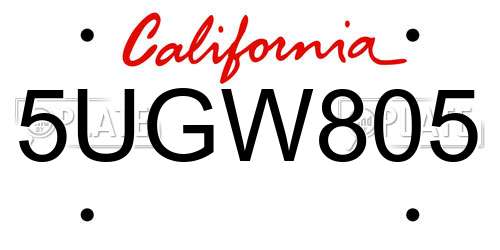 5UGW805 California License Plate