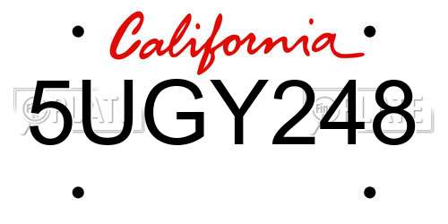 5UGY248 California License Plate