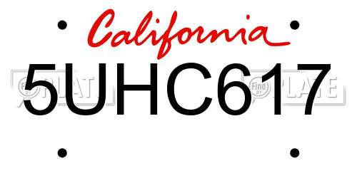 5UHC617 California License Plate