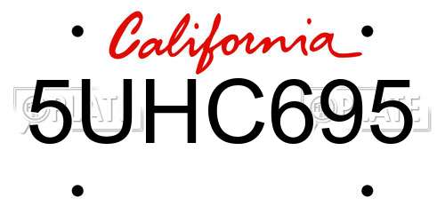 5UHC695 California License Plate