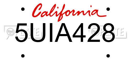 5UIA428 California License Plate