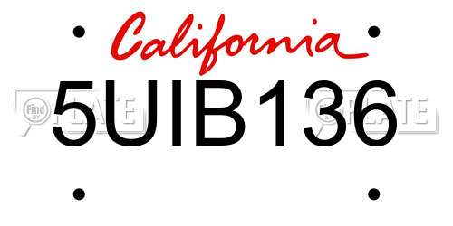 5UIB136 California License Plate