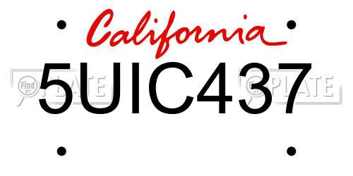5UIC437 California License Plate