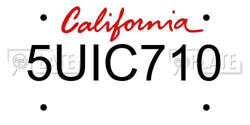 5UIC710 California License Plate