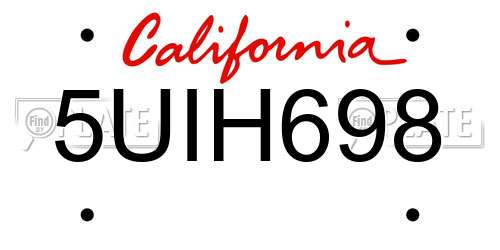5UIH698 California License Plate