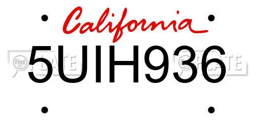 5UIH936 California License Plate