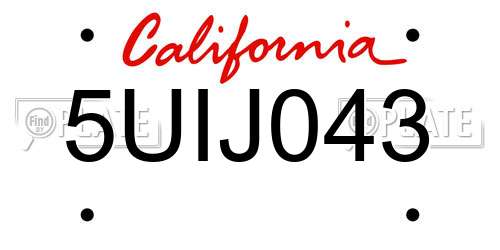 5UIJ043 California License Plate