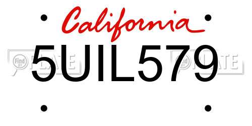 5UIL579 California License Plate
