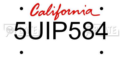 5UIP584 California License Plate