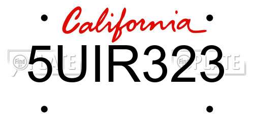 5UIR323 California License Plate