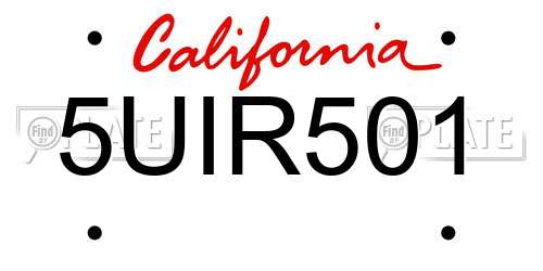 5UIR501 California License Plate