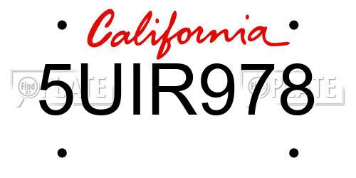 5UIR978 California License Plate