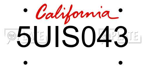 5UIS043 California License Plate