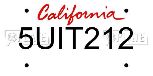 5UIT212 California License Plate