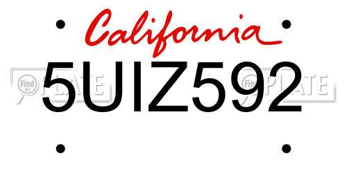 5UIZ592 California License Plate