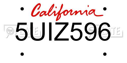 5UIZ596 California License Plate