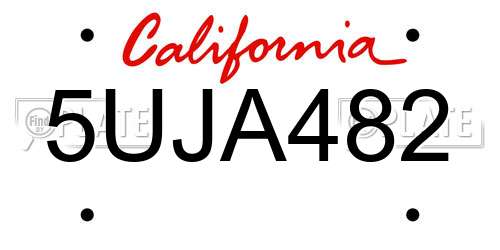 5UJA482 California License Plate