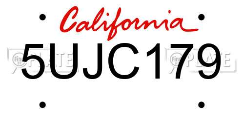 5UJC179 California License Plate