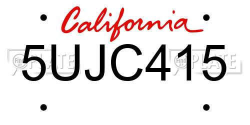 5UJC415 California License Plate
