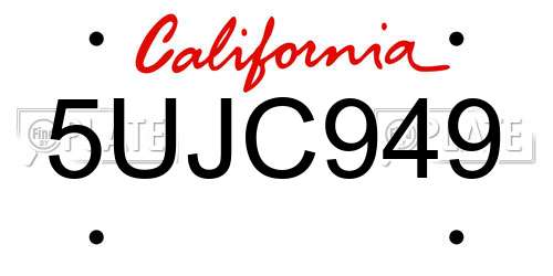 5UJC949 California License Plate