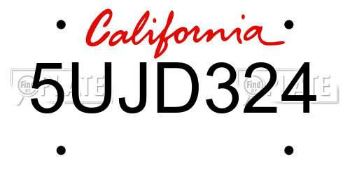 5UJD324 California License Plate