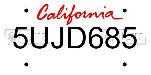 5UJD685 California License Plate