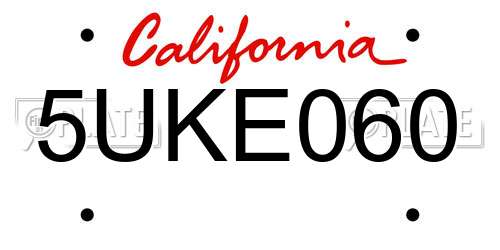 5UKE060 California License Plate