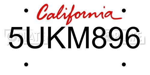 5UKM896 California License Plate