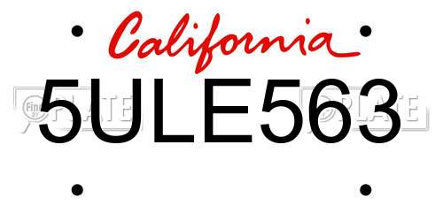 5ULE563 California License Plate