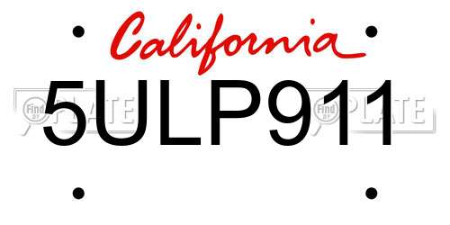 5ULP911 California License Plate