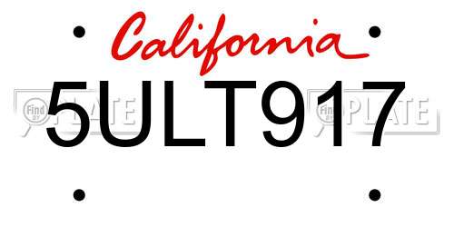 5ULT917 California License Plate