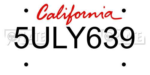 5ULY639 California License Plate