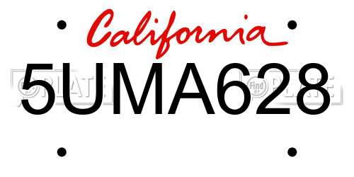 5UMA628 California License Plate