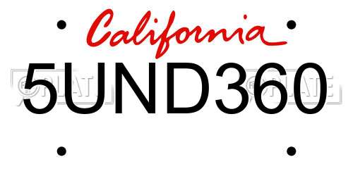 5UND360 California License Plate