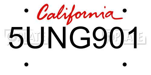 5UNG901 California License Plate