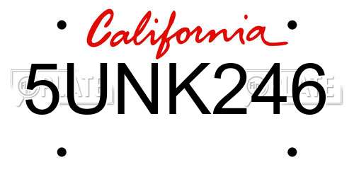 5UNK246 California License Plate