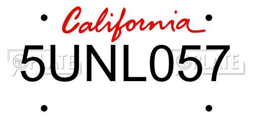 5UNL057 California License Plate