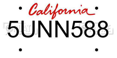 5UNN588 California License Plate