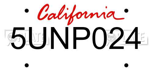 5UNP024 California License Plate
