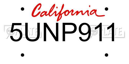 5UNP911 California License Plate
