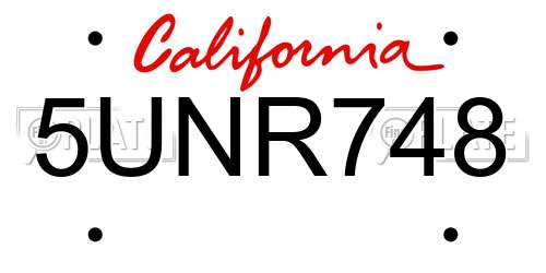 5UNR748 California License Plate