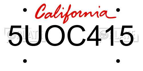 5UOC415 California License Plate