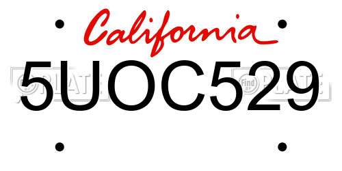 5UOC529 California License Plate