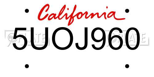 5UOJ960 California License Plate